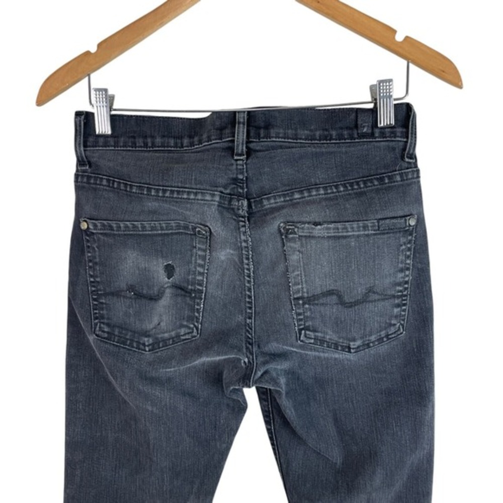 Seven 7 For All Mankind Mens Paxtyn Slim Fit Jeans 28x32 Black Dark Wash Stretch - Picture 3 of 7